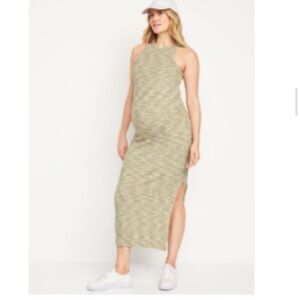 Old Navy Maternity Small Mountain Olive Green Racerback Rib-Knit Midi Dress